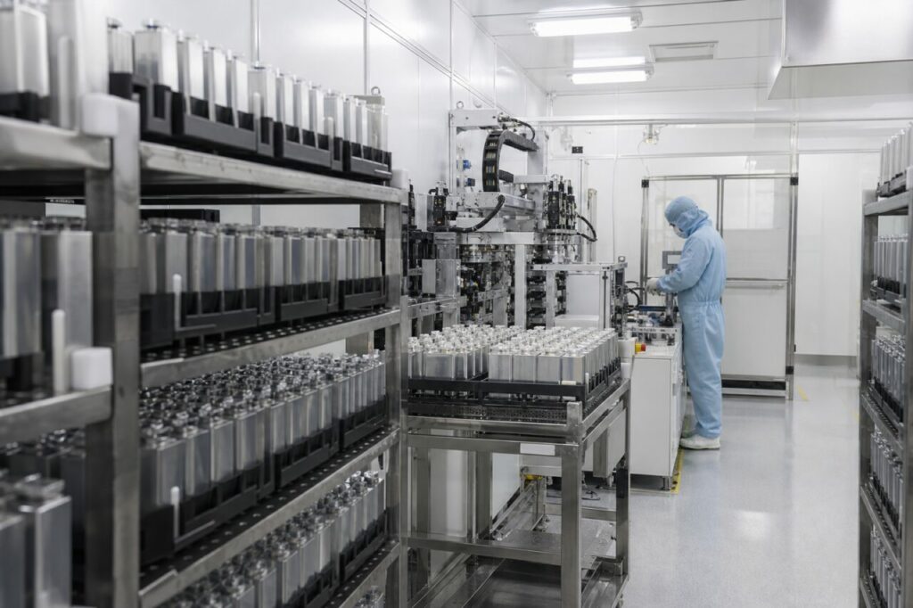 Linea automatizzata — assemblaggio di celle cilindriche sodio-ione in camera pulita