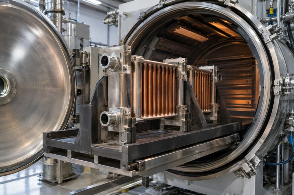 Assemblages cuivre acier dans un four de brasage sous vide industriel