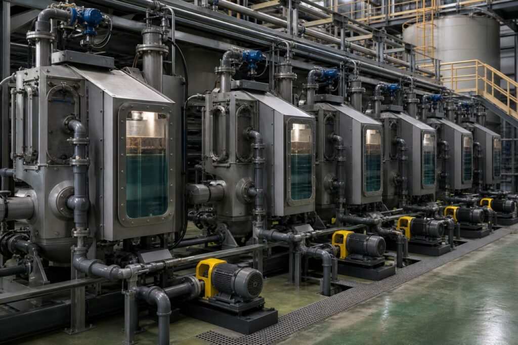 Batteria chiusa di mixer-settler per estrazione liquido-liquido del cobalto