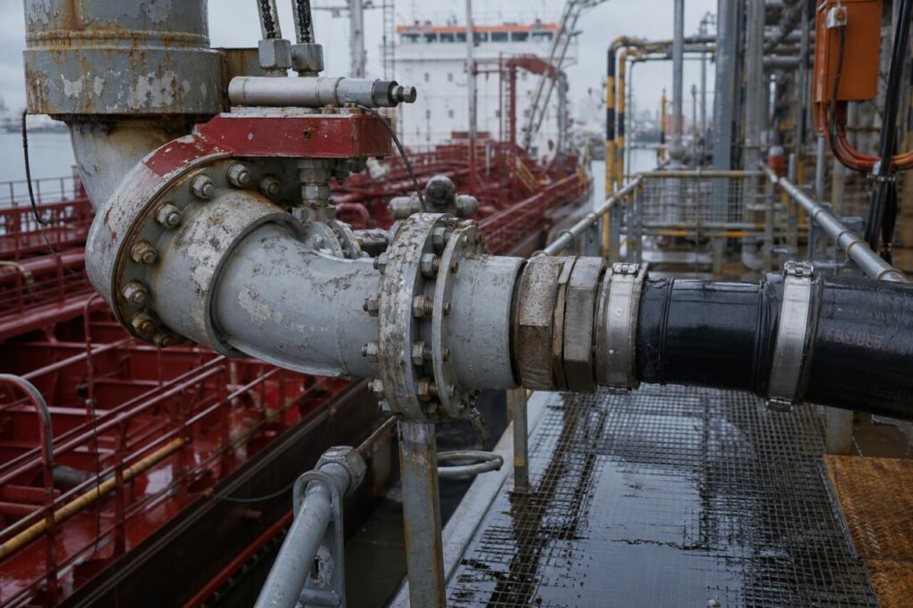 Bolted flange on a chemical tanker transfer line