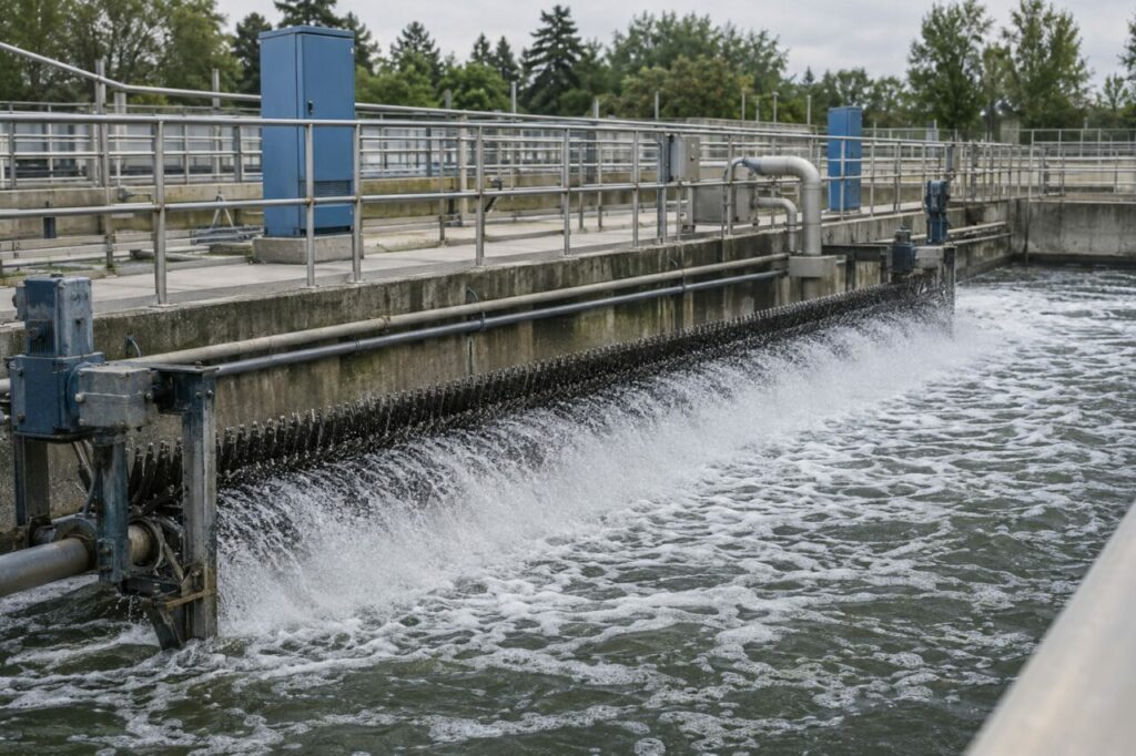 Brosses mécaniques oxygénant un chenal biologique municipal — aération par brosses mécaniques