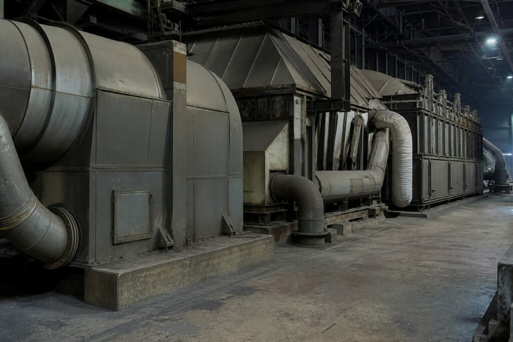 captage fermé des fumées et refroidissement sous capot d'un four à ferrochrome