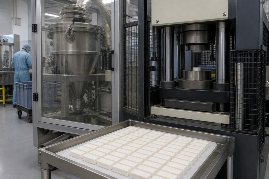 Granulierung und Pressen keramischer Aluminiumnitrid-Substrate