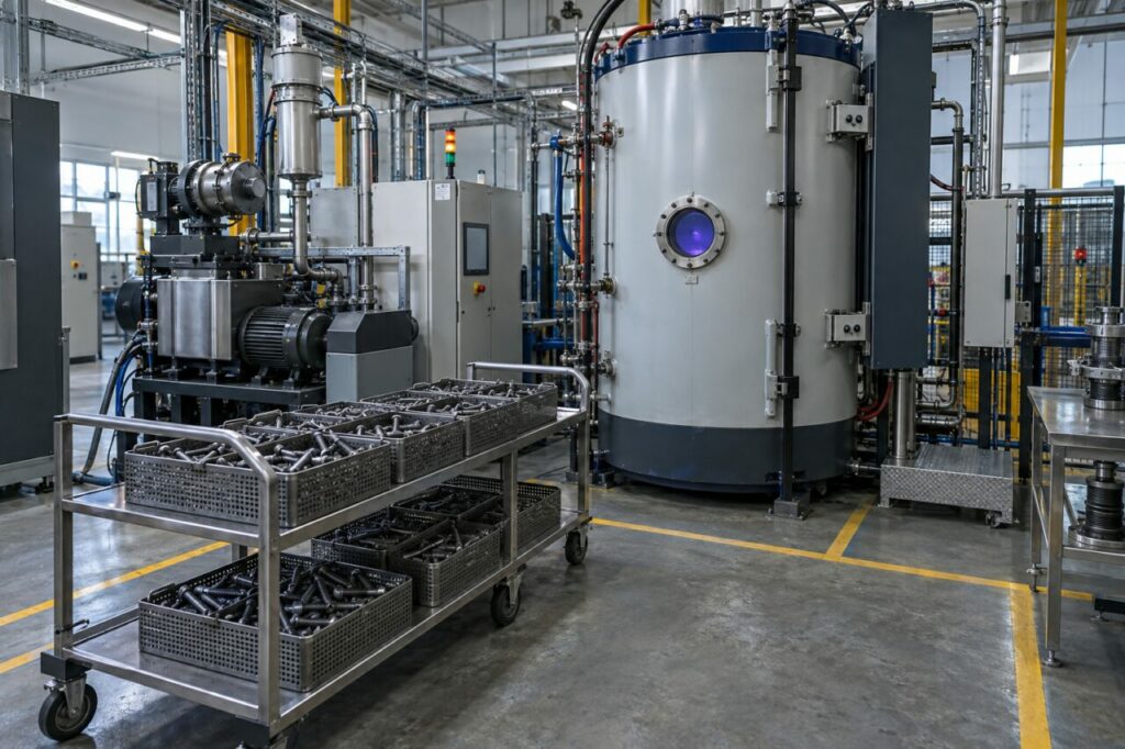 Cellule industrielle de nitrocarburation plasma pour fixations acier