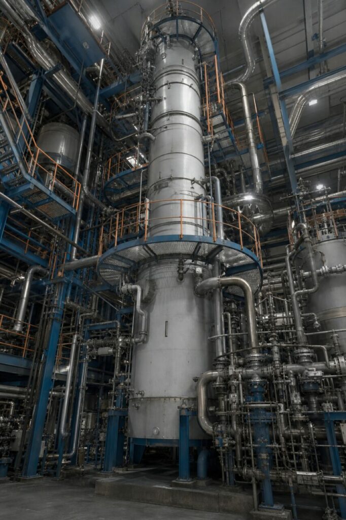 Chloreringskolom in een gesloten eenheid voor de productie van titaandioxide