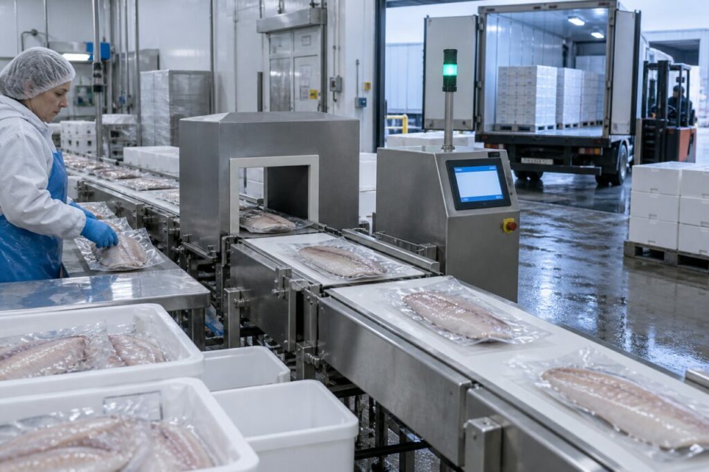 Conditionnement sous vide du poisson au quai froid