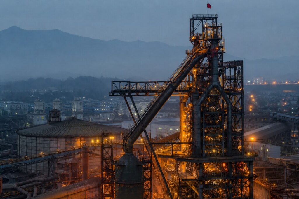 Condotte del gas circondano la struttura dell’altoforno