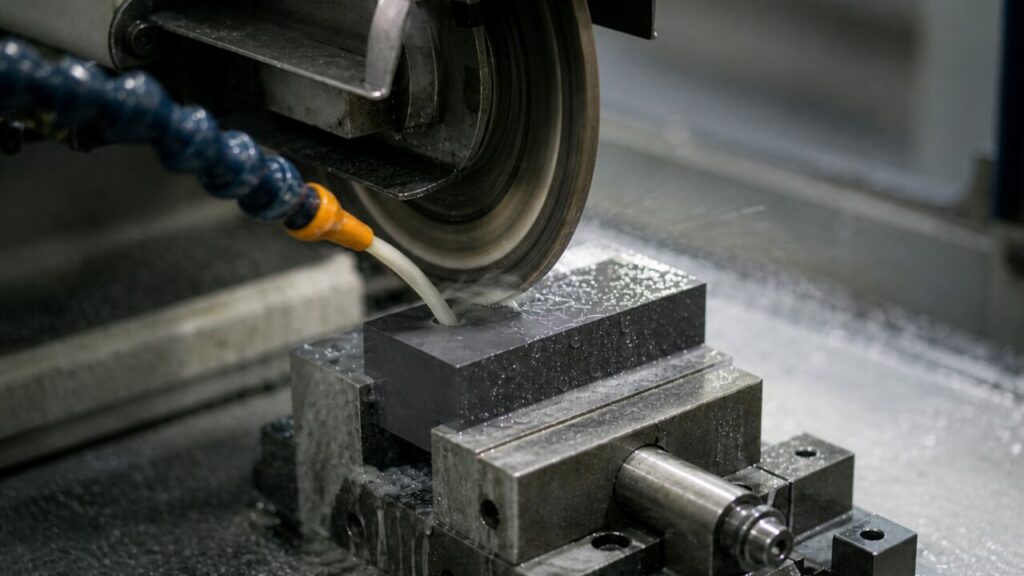 Abrasief contact tussen gereedschap en NdFeB-werkstuk