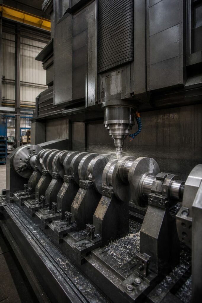 CNC crankshaft milling center — Multipoint center and long crankshaft