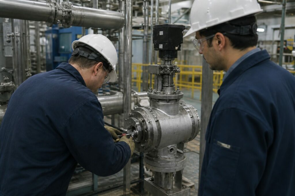 Supervision du serrage d’une vanne sur maquette de formation nucléaire