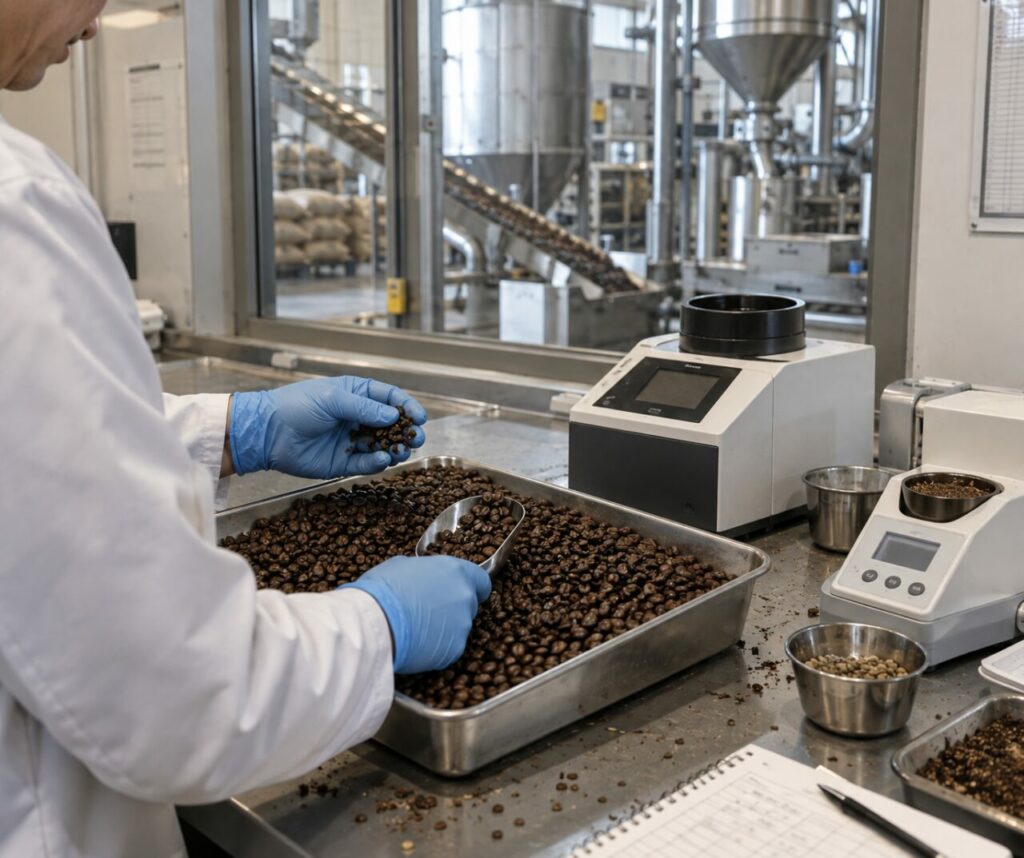 Contrôle qualité des grains de café en laboratoire