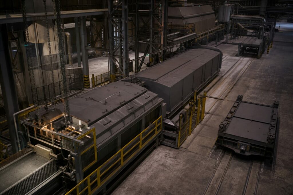 Coulée protégée et refroidissement du ferrochrome sur convoyeurs capotés