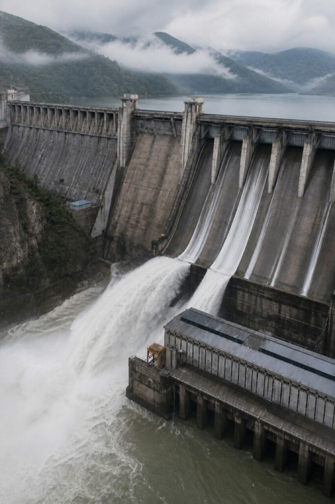 Coursiers actifs dirigent l’eau vers le pied du barrage