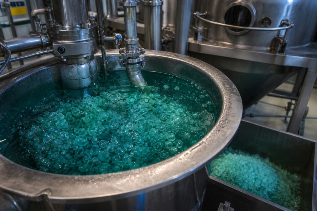 Cristallizzazione industriale del solfato di nichel in vasche inox