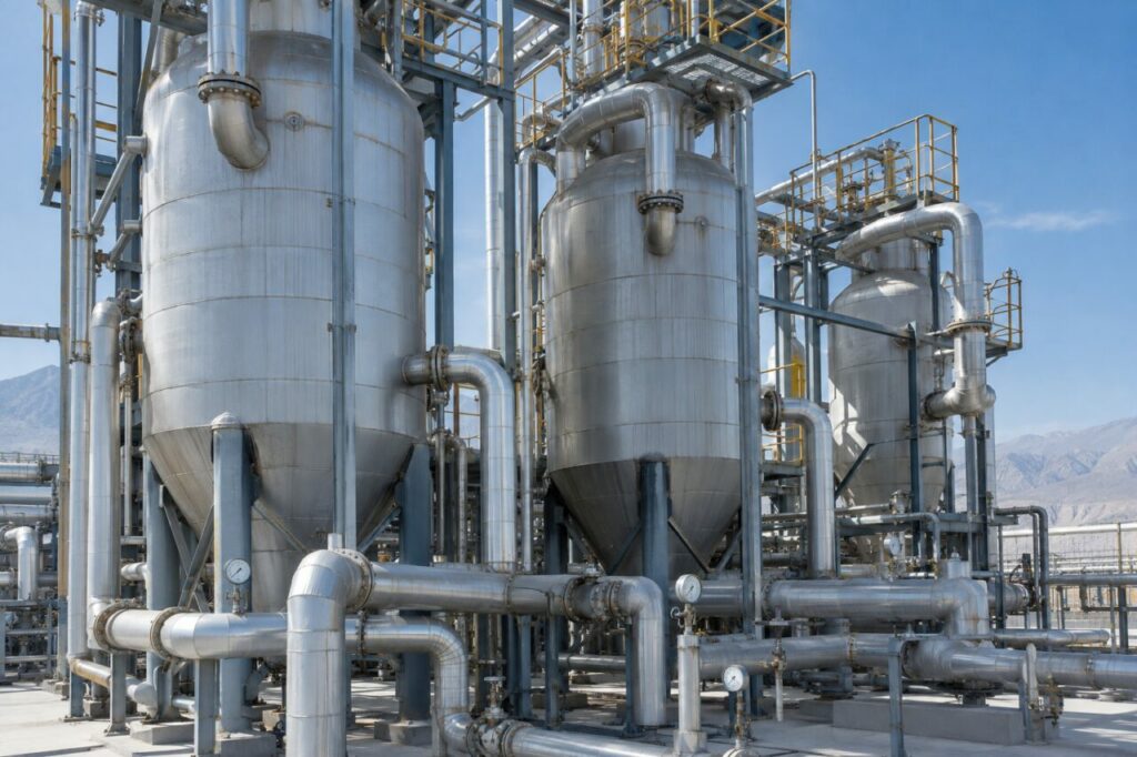 Cristalliseurs verticaux et tuyauteries isolées pour le carbonate de lithium