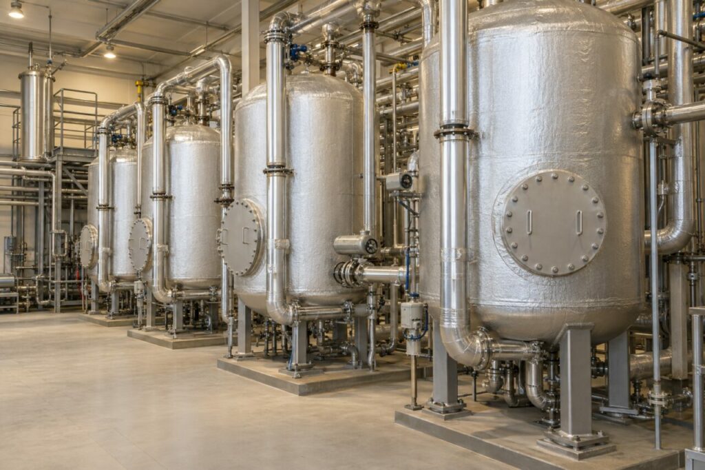 Stainless processing vessels dedicated to zeolite molecular sieve production