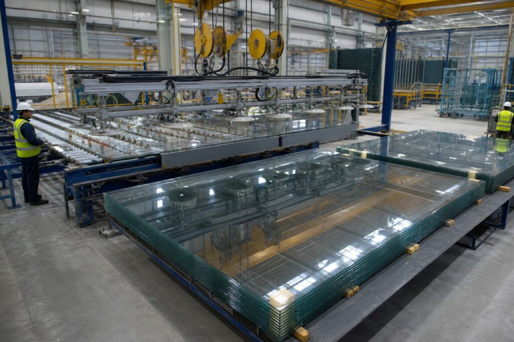 Découpe automatique et empilage de feuilles de verre float extra-clair
