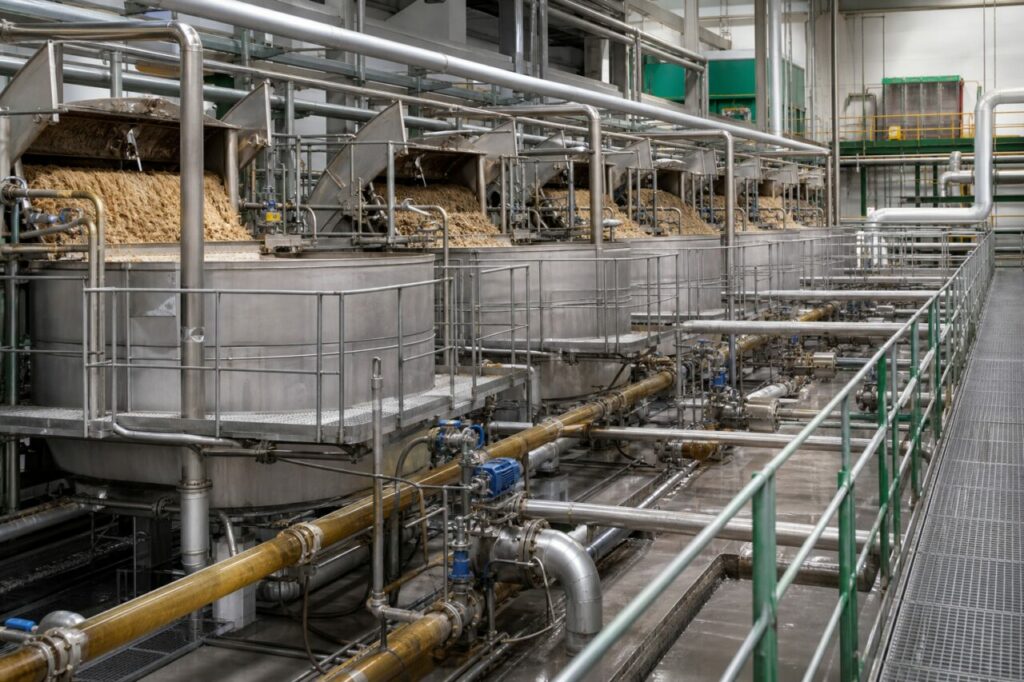 Kontinuierliche Diffusion von Rübenschnitzeln in einer Industrieanlage