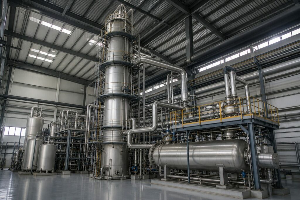 Industrielle Destillation und Reinigung von Synthesemethanol