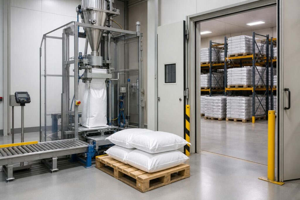 Neutrale Abfüllung und geschlossene Innenlagerung von trockenem Kobaltsulfat