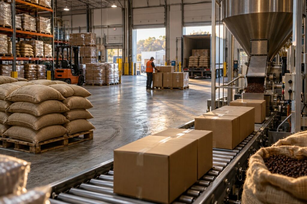 Expédition logistique du café torréfié conditionné