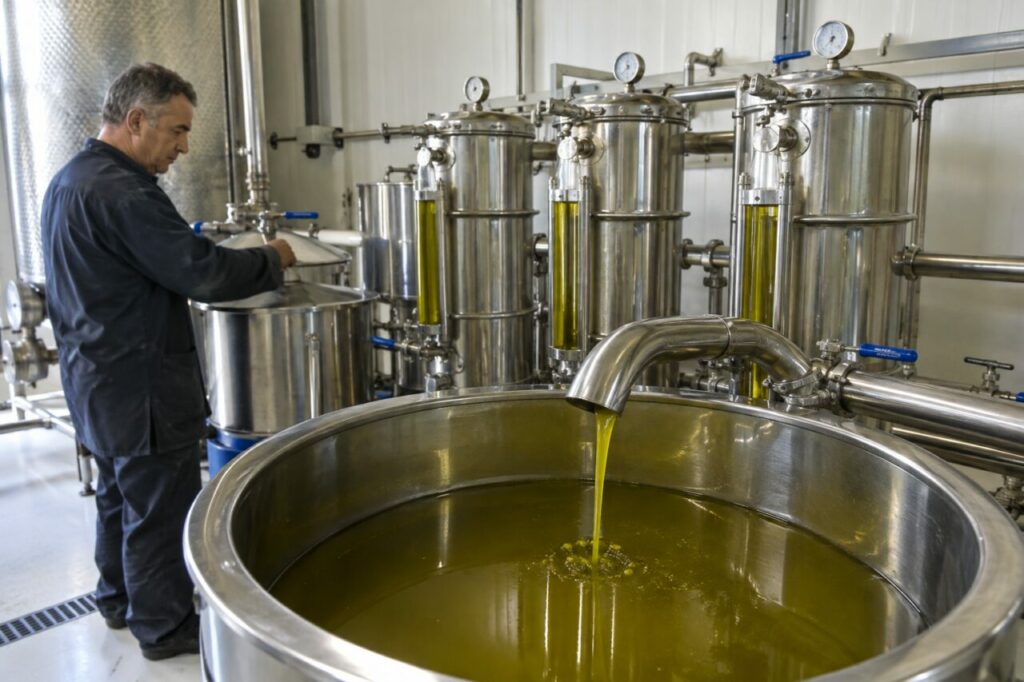 Filtration industrielle de l’huile d’olive en cuves inox