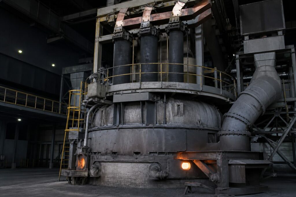 Elektroofen mit Tauchelektroden für Calciumcarbid