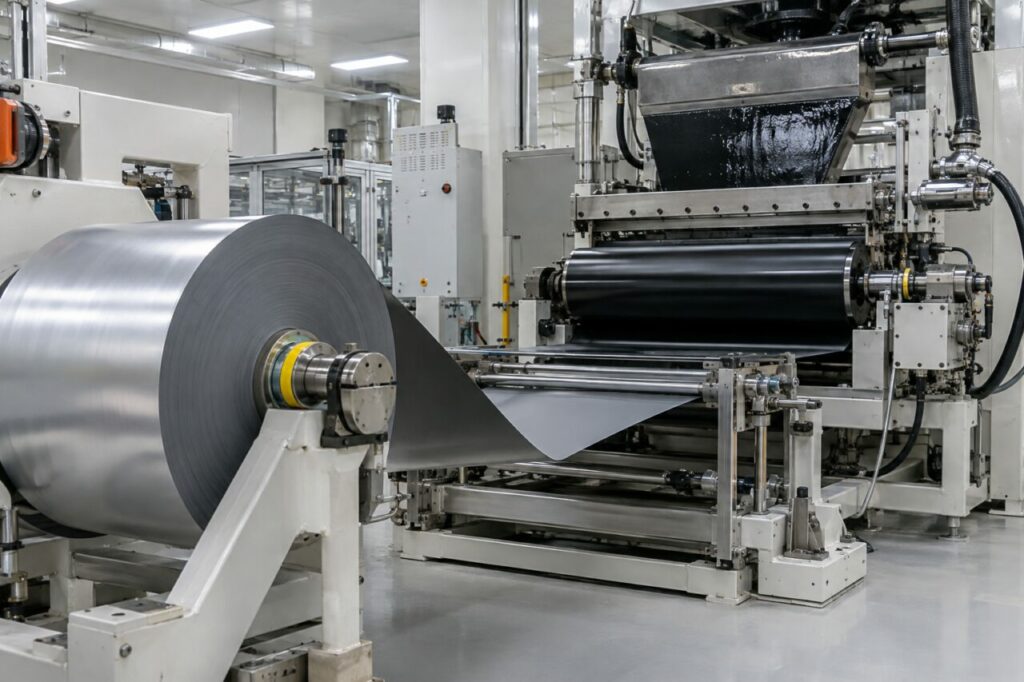 Déroulage de feuille d’aluminium pour cathode lithium-ion en continu