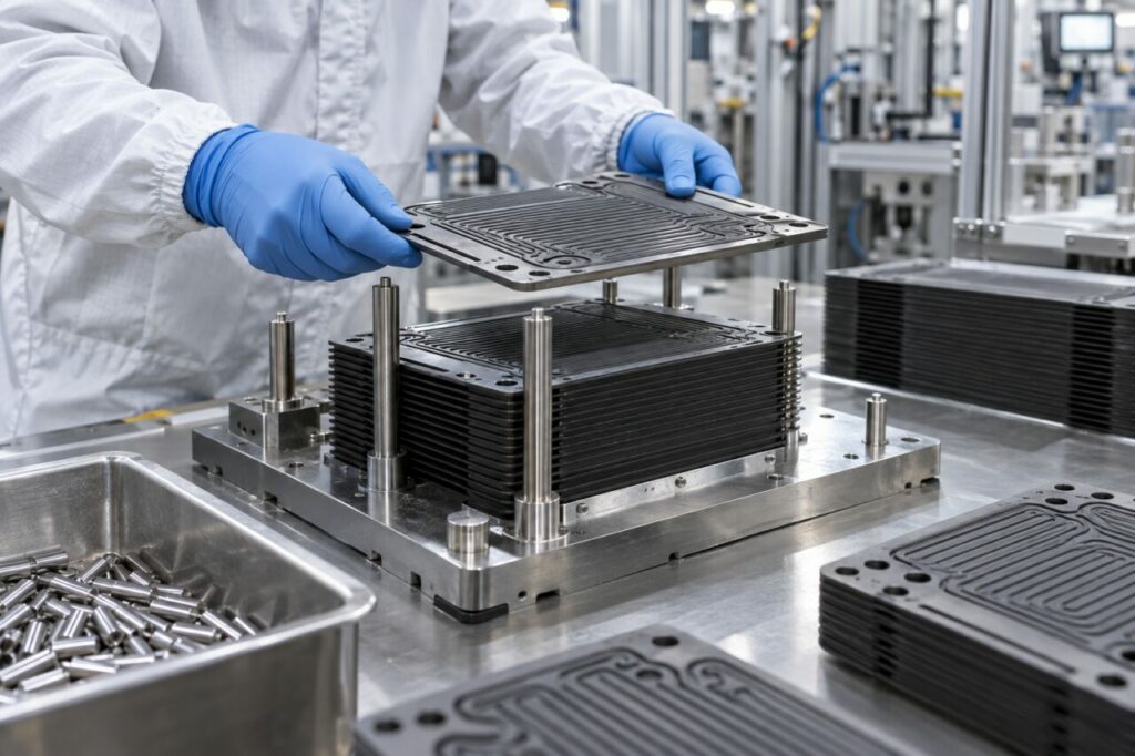 Empilage précis de plaques bipolaires pour un stack PEM