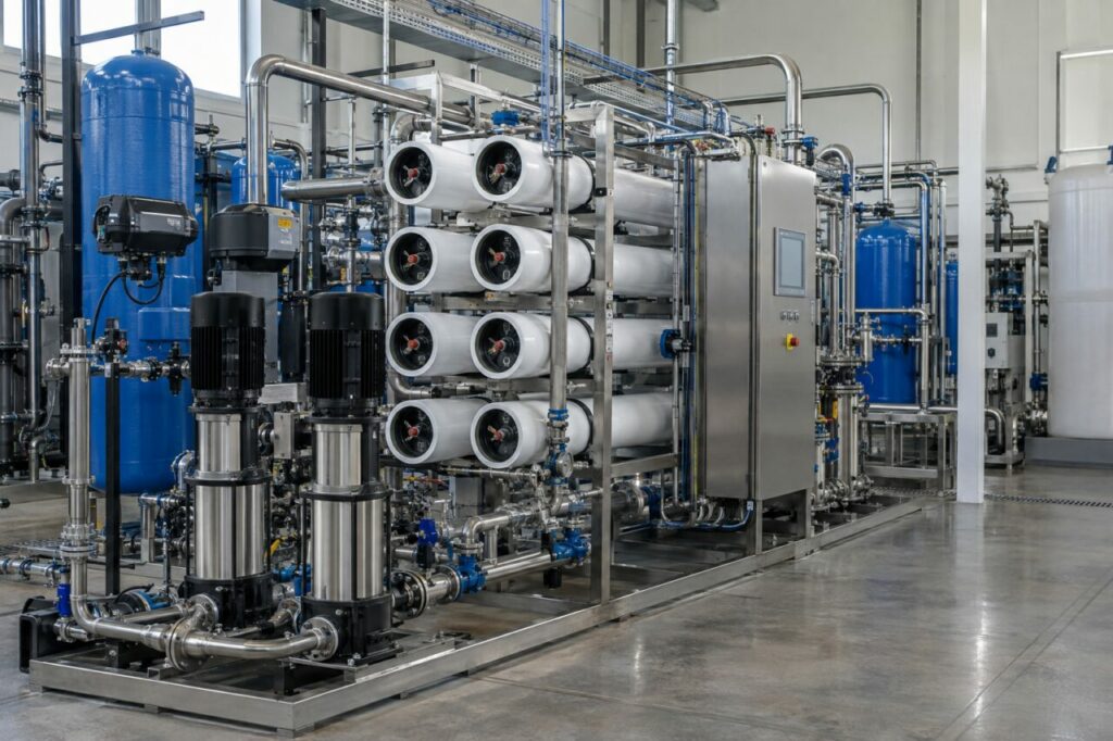 Skid de traitement d’eau par membranes pour électrolyse