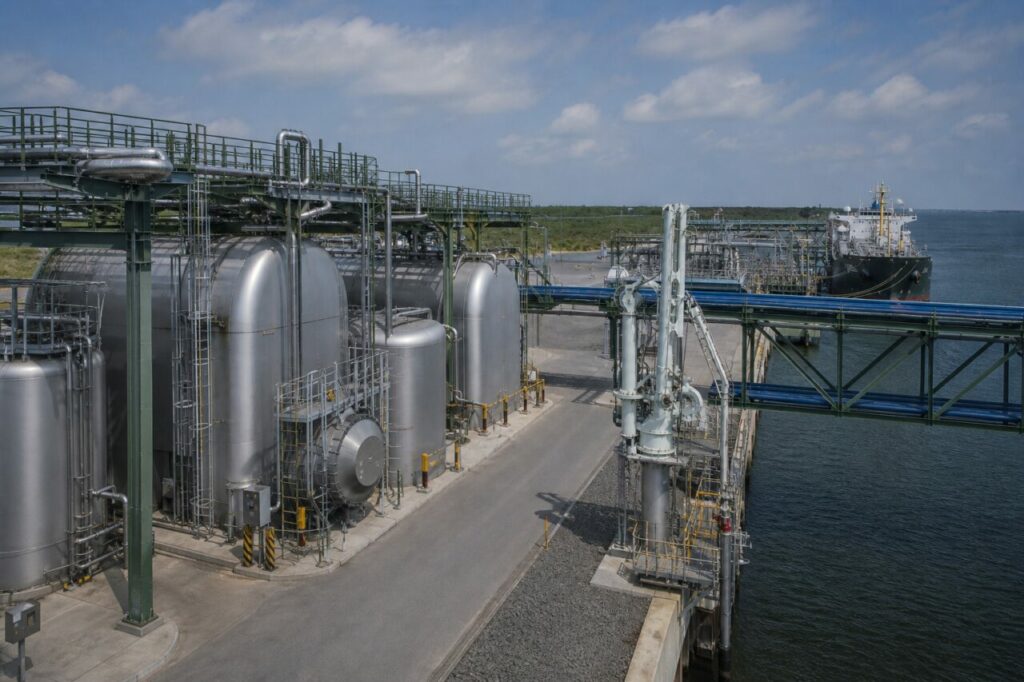 Réseau de conduites entre stockage et quai hydrogène