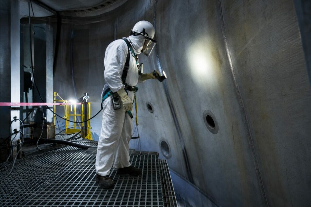 Reactor-vessel wall inspection — examined by a protected specialist