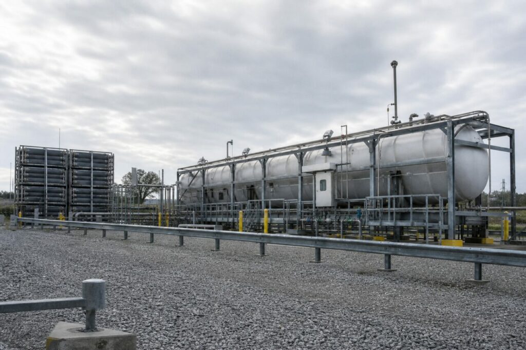 Réservoirs d’hydrogène reliés aux modules tubulaires