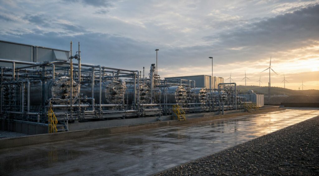 Recipienti elettrolitici disposti per generare idrogeno con energia rinnovabile