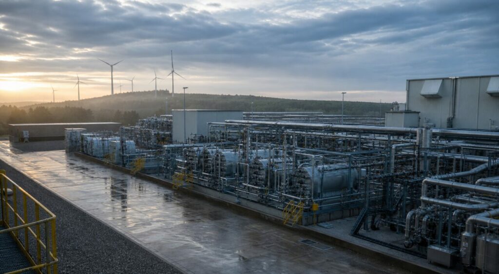 Turbine eoliche forniscono energia rinnovabile agli elettrolizzatori