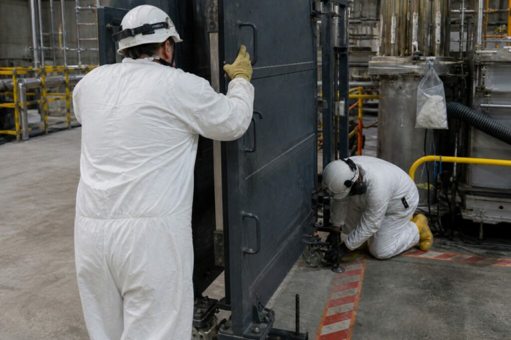 Shield panel placed to reduce radiation exposure