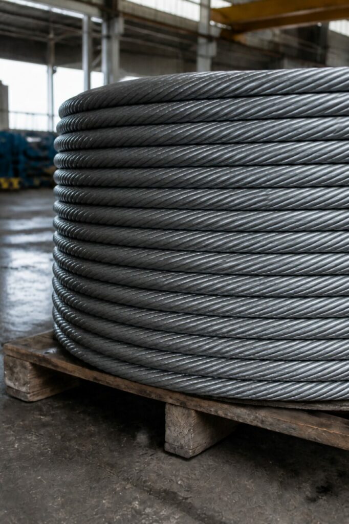 Strengen in schroeflijn liggen als compacte windingen opgerold