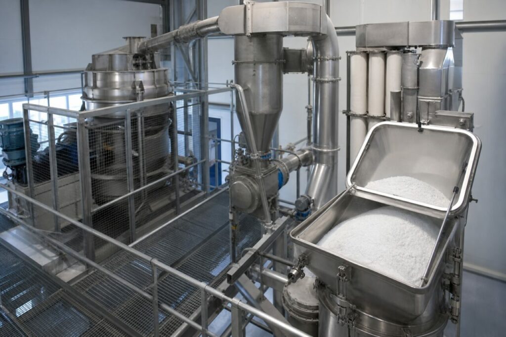 Reinigung, Mahlen und Kornklassierung von Aluminiumnitridpulver