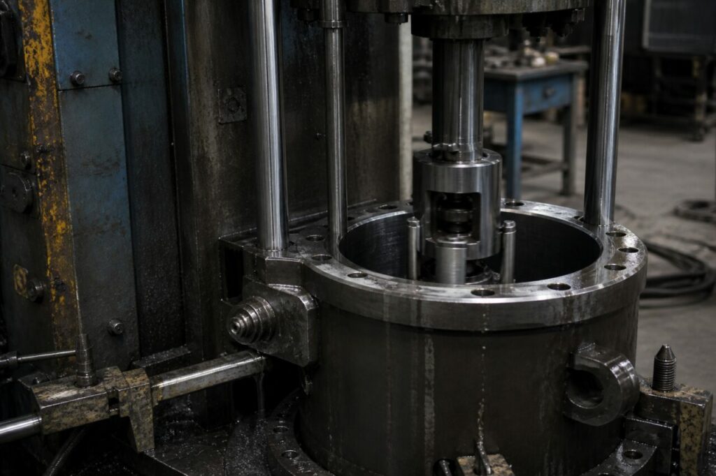 Open tube inside a hydraulic honing machine