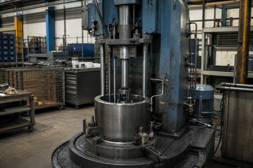 Honing machine for a hydraulic bore with an open tube