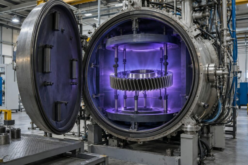 Nitruration plasma de grande roue acier en chambre sous vide