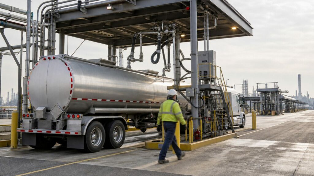 Fuel loading operation for a road tanker at the terminal