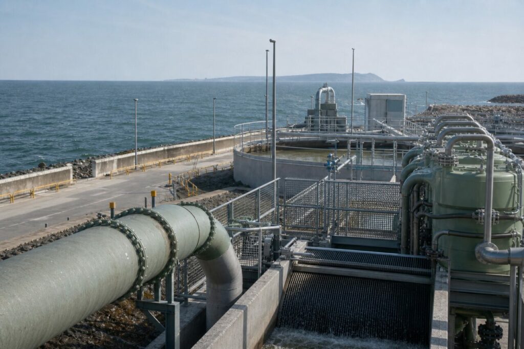 Pretrattamento dellʼacqua di mare per la produzione di idrogeno — con pretrattamento prima della desalinizzazione