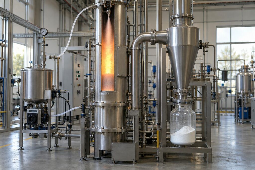 Aerosol reactor for thermal synthesis of metal-oxide powders using spray pyrolysis