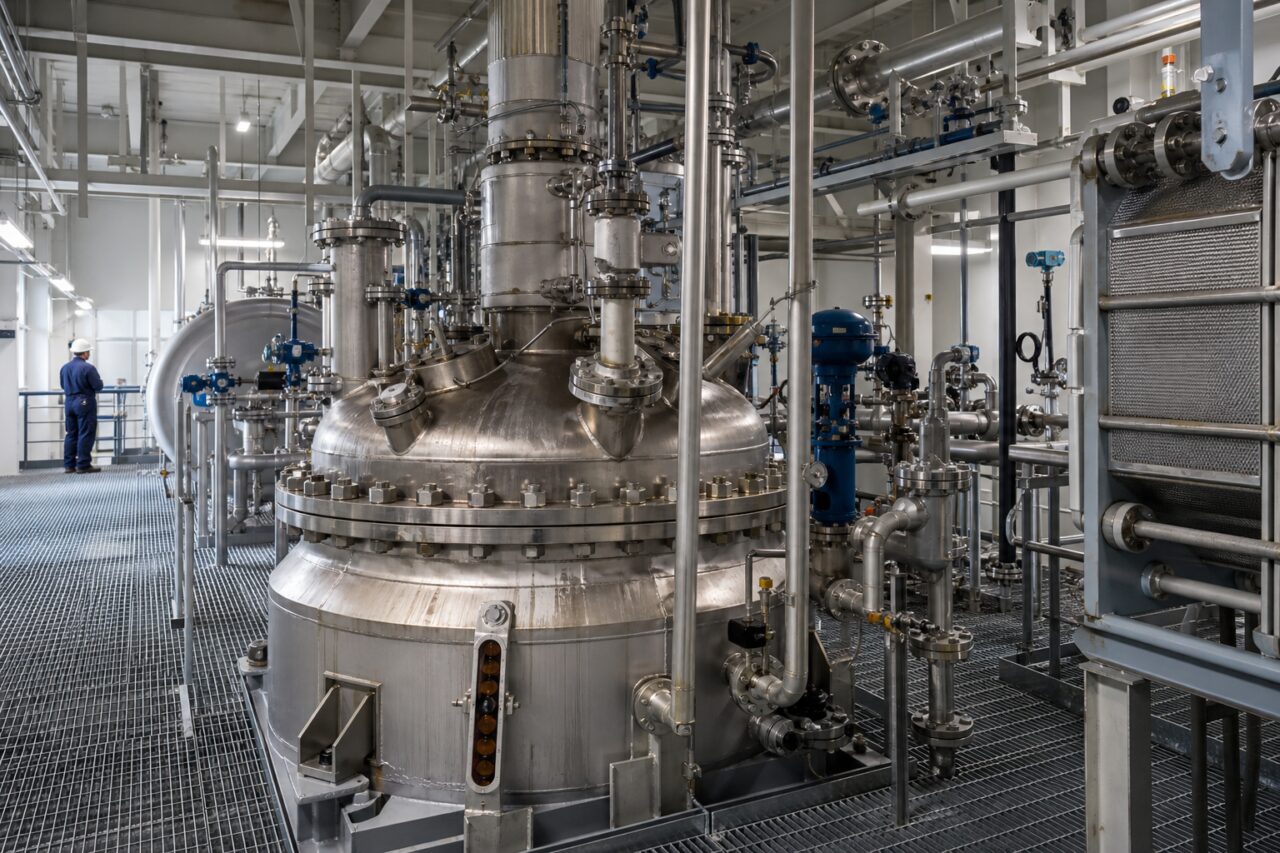 Hydrogeneringsreactor in de anthrachinonkringloop