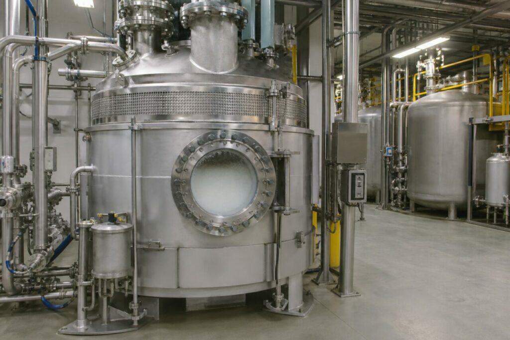 Vertikal gerührter Reaktor für die PVC-Polymerisation