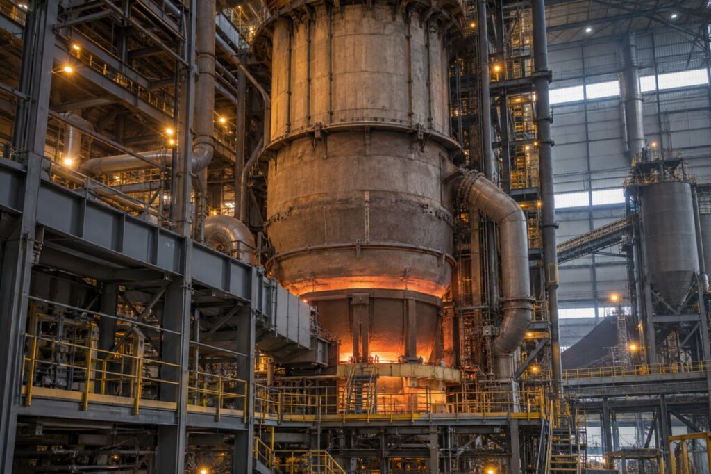 Redução direta de minério de ferro — inside a shaft reduction reactor
