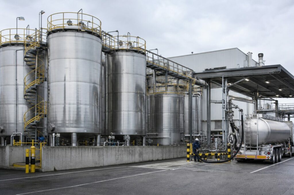 Lagertanks und gesicherte Beladung für Essigsäure