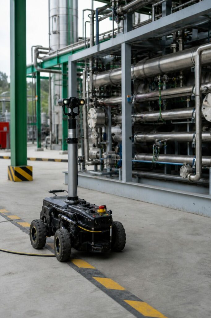 Mât de capteurs autonome sur un robot d’inspection hydrogène