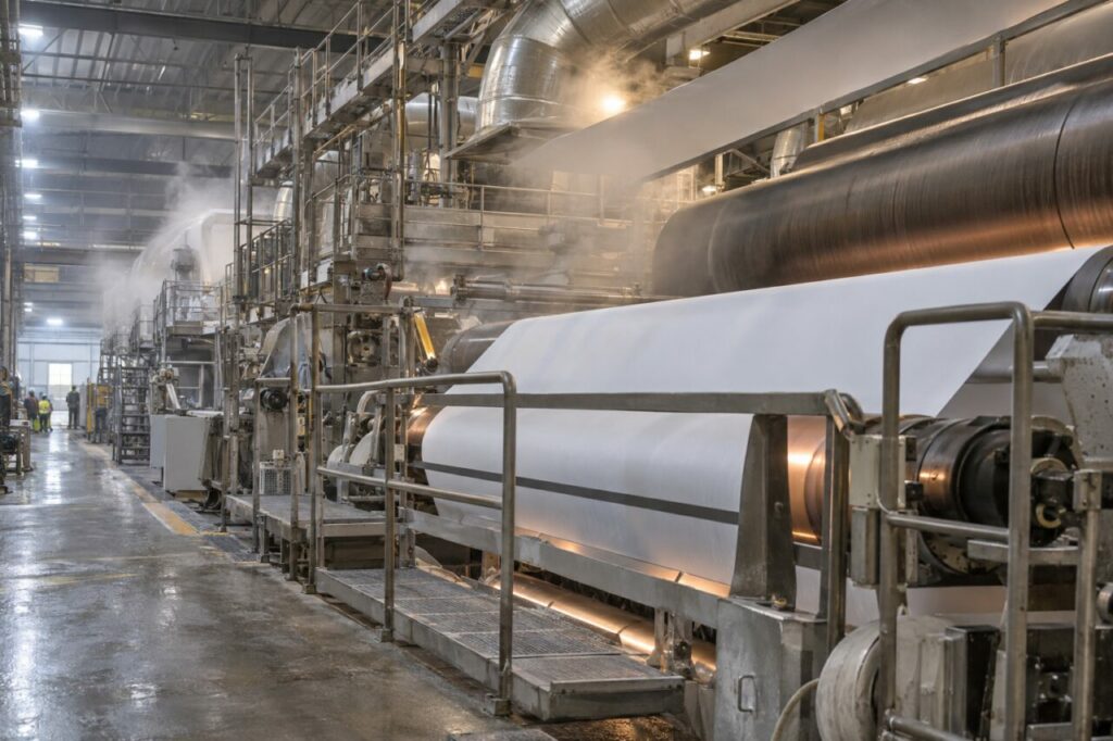 Séchage industriel du papier sur cylindres chauffés et passerelles de service